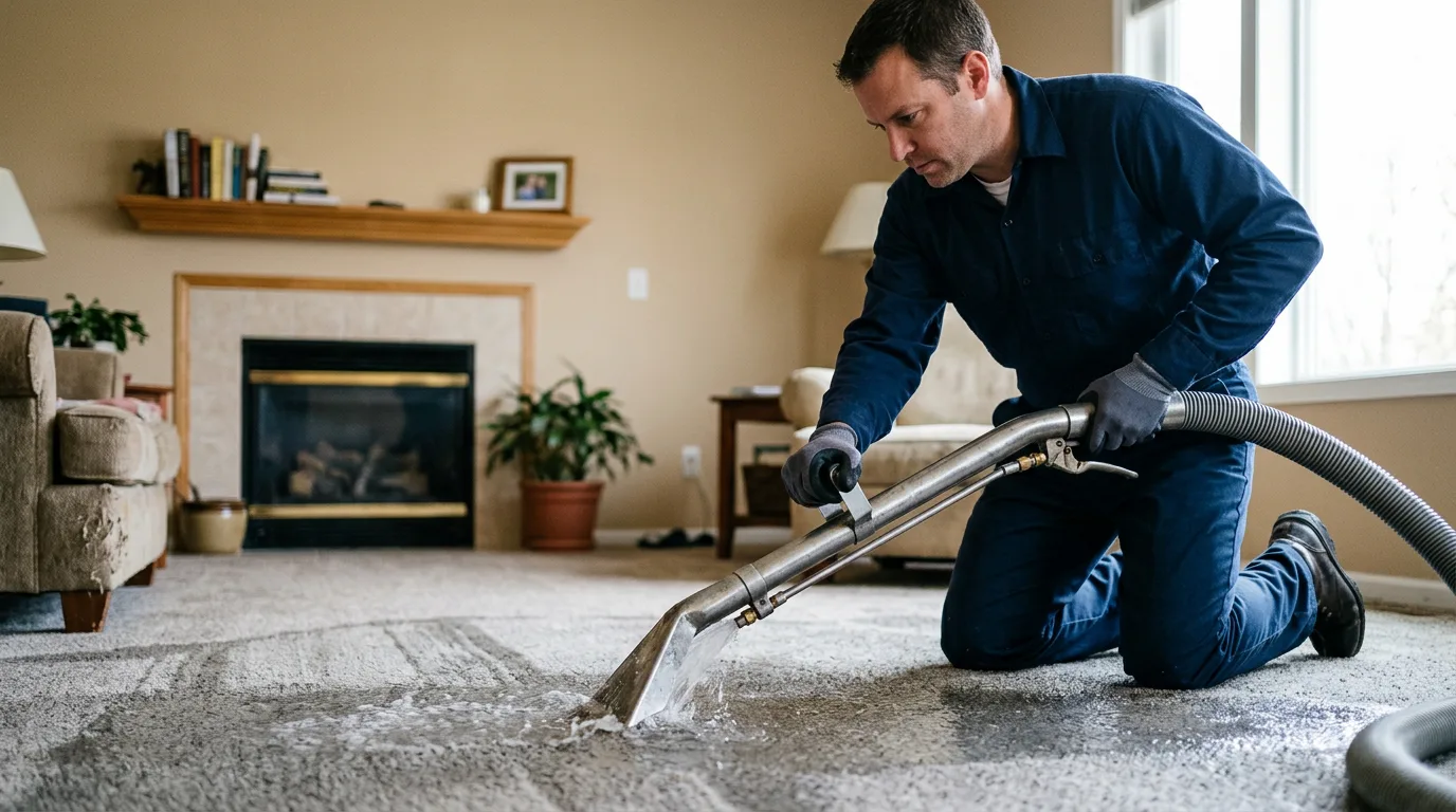 Water damage restoration technician working near Bellmont, IL